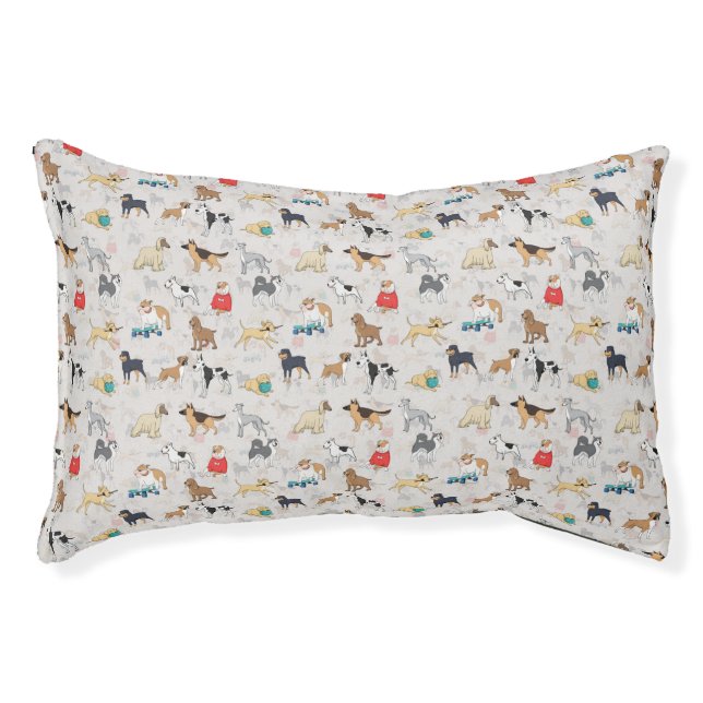 Cute Dogs Pattern Design White Pet Bed (Front)