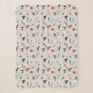 Cute Dogs Pattern Design White Sherpa Blanket