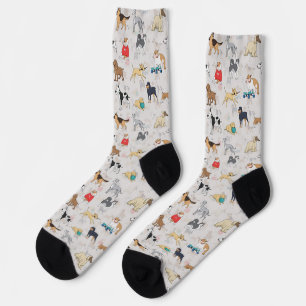 Cute Dogs Pattern Design White Socks