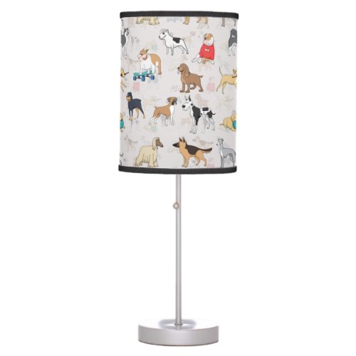 Cute Dogs Pattern Design White Table Lamp