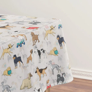 Cute Dogs Pattern Design White Tablecloth