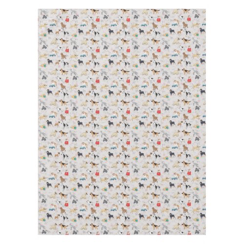 Cute Dogs Pattern Design White Tablecloth