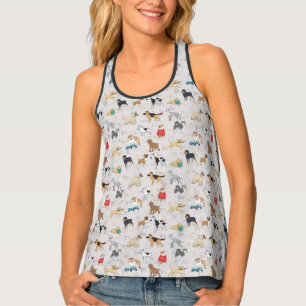 Cute Dogs Pattern Design White Tank Top
