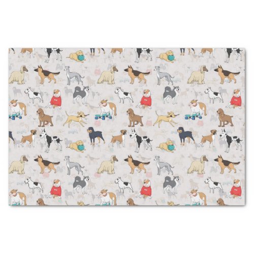 Cute Dogs Pattern Design White Tissue Paper