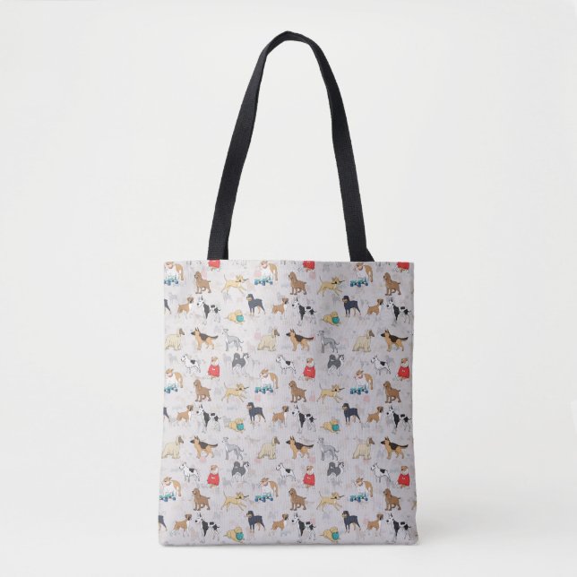 Cute Dogs Pattern Design White Tote Bag (Front)