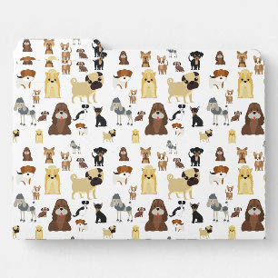 Cute Dogs Pattern on White Dog Lover Gift File Folder