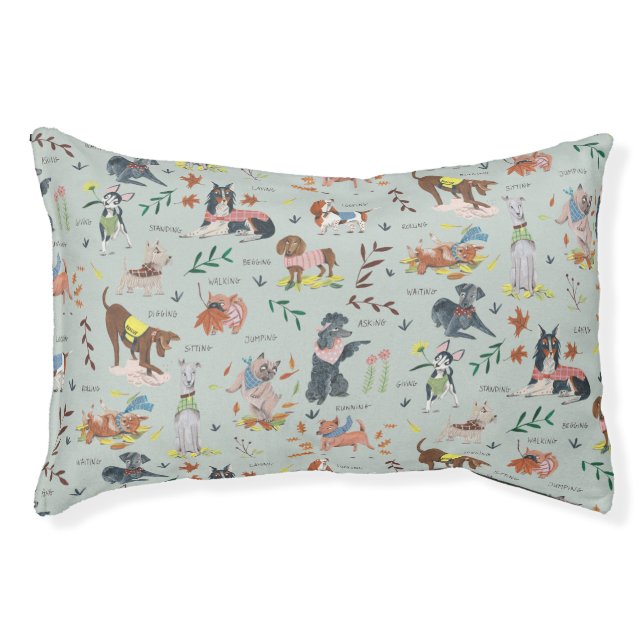 Cute Dogs Pattern Pet Bed Cozy Puppy Design (Front)