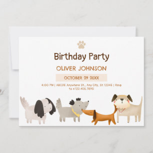Cute Dogs paw pet birthday Invitation