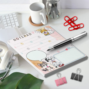 Cute Dogs Paw Print Background Themed Notepad