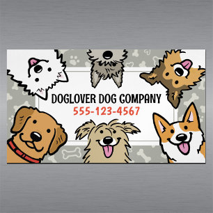 Cute Dogs Pet Sitter Dog Walker Animal Care Business Card Magnet