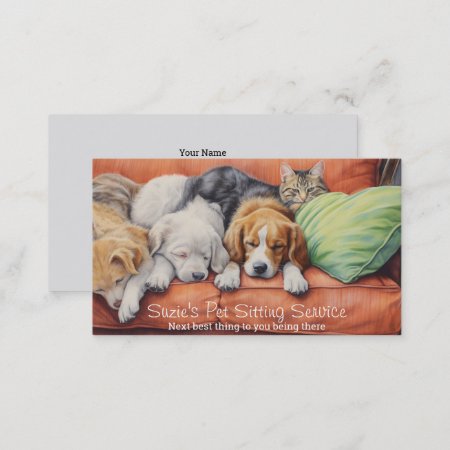 Cute Dogs Pet Sitting Service Business Card