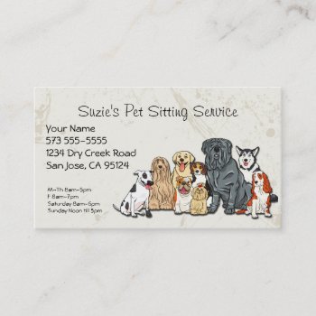 Cute Dogs Pet Sitting Service Business Card by PetsandVets at Zazzle