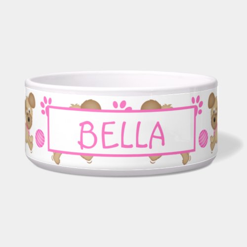 Cute Dogs Pink Personalized Bowl