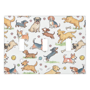 Cute Dogs Playing Everywhere Light Switch Cover