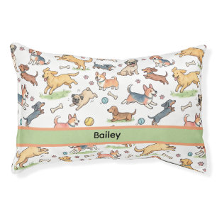 Cute Dogs Playing Everywhere Personalized Pet Bed