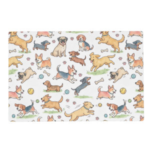 Cute Dogs Playing Everywhere Placemat