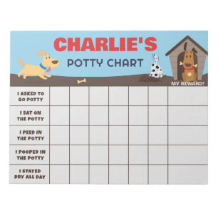 Cute Dogs Potty Chart Personalized Name & Tasks Notepad