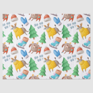 Cute Dogs, Reindeer and Christmas Trees Decoupage Tissue Paper