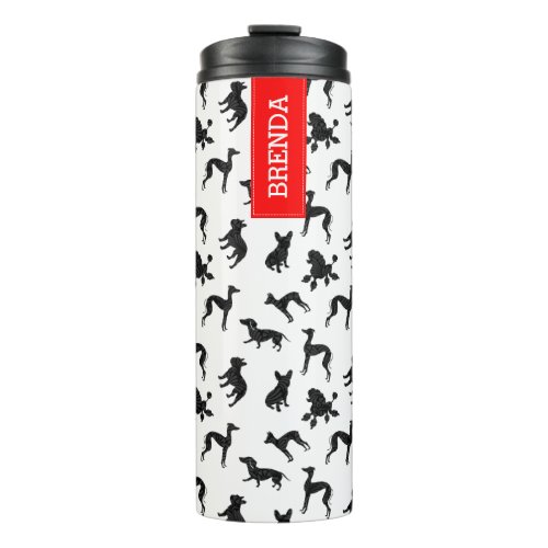 Cute Dogs Silhouettes Pattern Thermal Tumbler