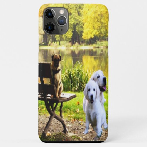 Cute Dogs Sitting at Lake Side  iPhone 11 Pro Max Case