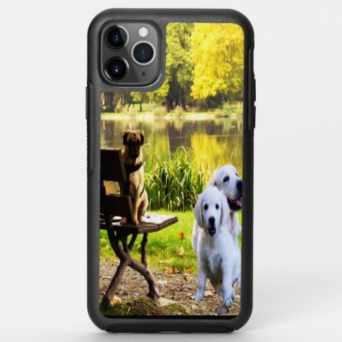 Cute Dogs Sitting at Lake Side  OtterBox Symmetry iPhone 11 Pro Max Case