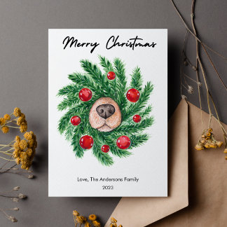 Cute Dogs Snout Pet Dog Lover Christmas Flat Holiday Card