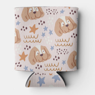 Cute dogs, stars, lines: vintage seamless can cooler
