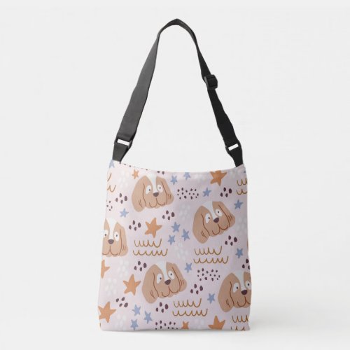 Cute dogs stars lines vintage seamless crossbody bag