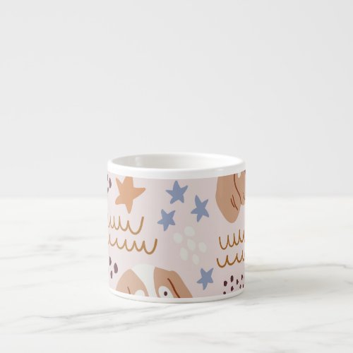 Cute dogs stars lines vintage seamless espresso cup