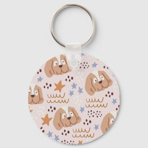 Cute dogs stars lines vintage seamless keychain