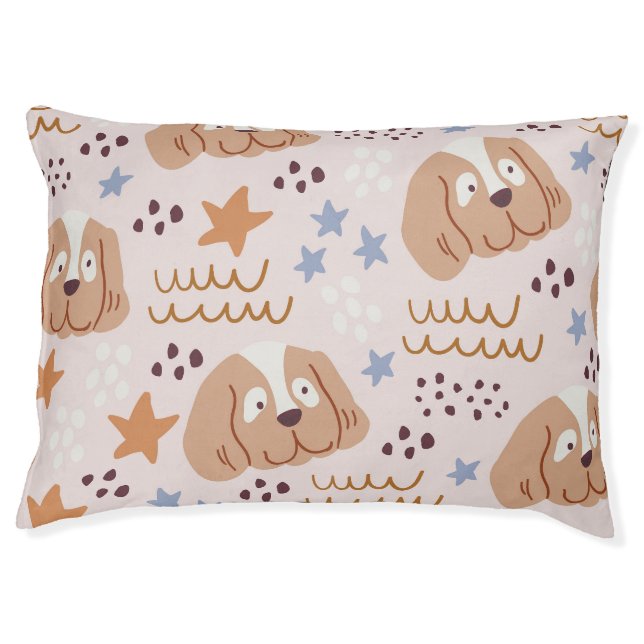 Cute dogs, stars, lines: vintage seamless pet bed (Front)