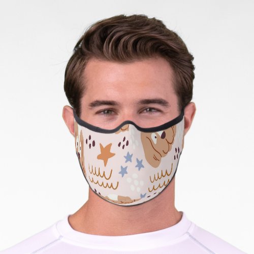 Cute dogs stars lines vintage seamless premium face mask