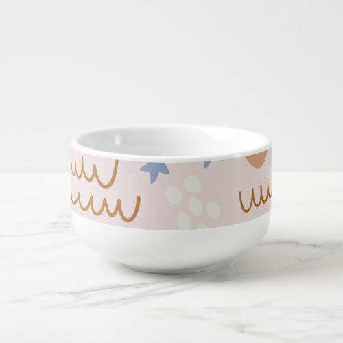 Cute dogs stars lines vintage seamless soup mug