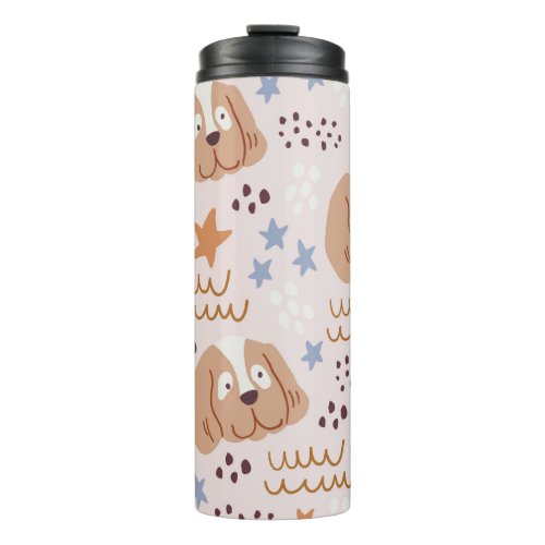 Cute dogs stars lines vintage seamless thermal tumbler