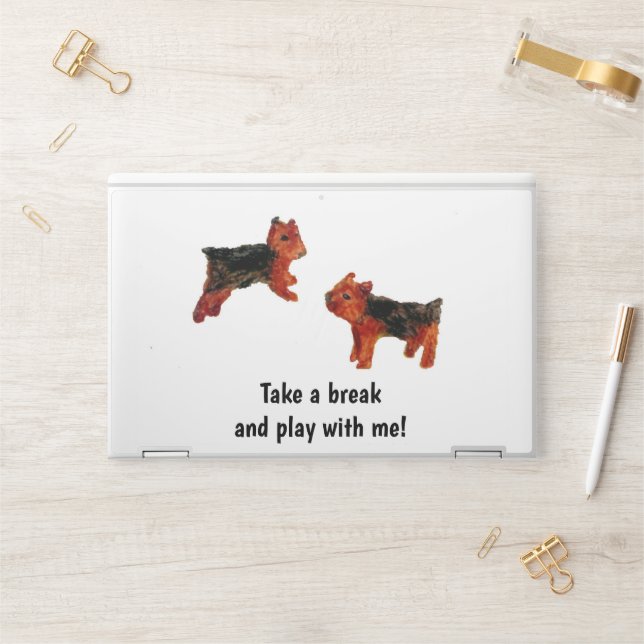 Cute Dogs Take a Break Custom HP Laptop Skin (Desk)