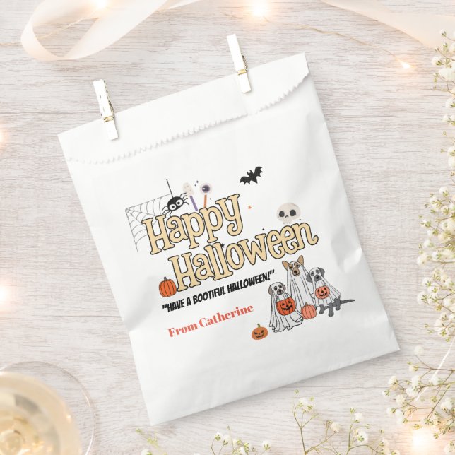 Cute dogs Trick or treat Halloween invitations Favor Bag (Clipped)