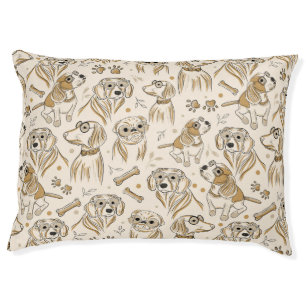 Cute Dogs wearing Glasses Doodle Pet Bed