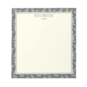 Cute Dogs with Plants Personalized Name Green Notepad