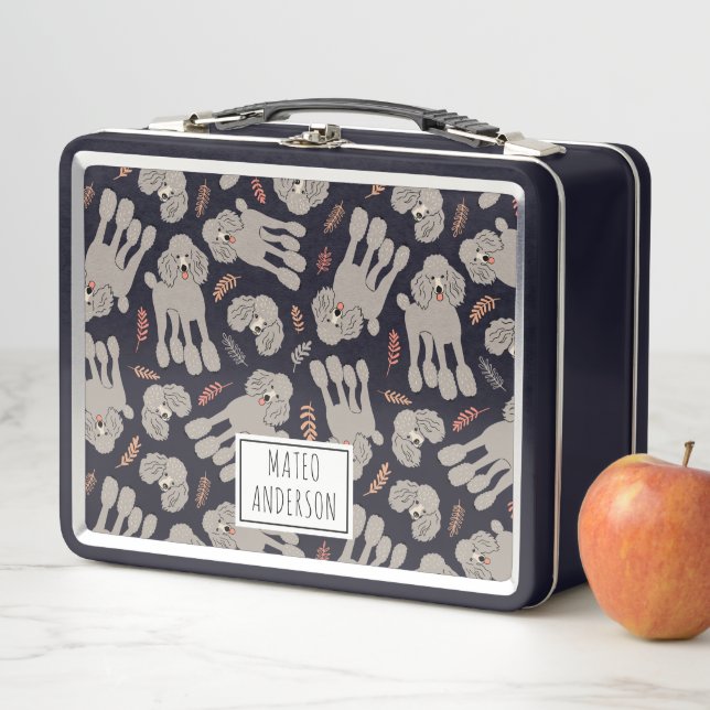 Cute Dogs with Plants Personalized Name Metal Lunch Box (In Situ)
