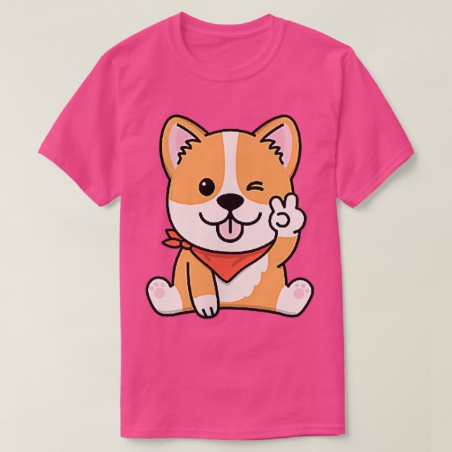 Cute DogWelsh Corgi  T-Shirt (Design Front)