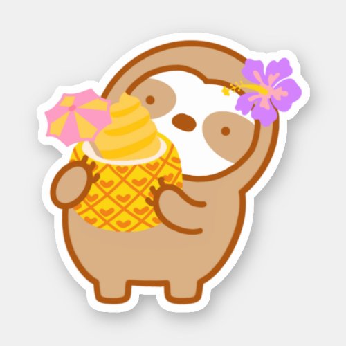 Cute Dole Whip Pineapple Soft Serve Sloth  Sticker