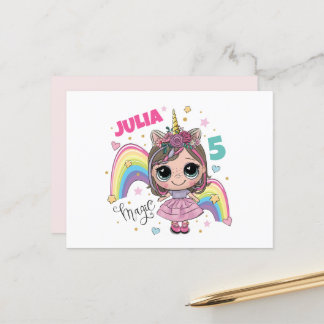 Cute Doll Girl Thank you card