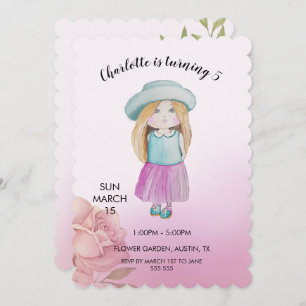 Cute Doll Watercolor Hand-painted Holiday Card