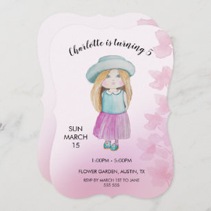 Cute Doll Watercolor Illustration Holiday Card