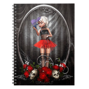 Cute Doll with Dragon and Skulls Notebook
