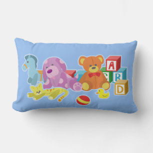 Cute Dolls (Blue) Lumbar Pillow