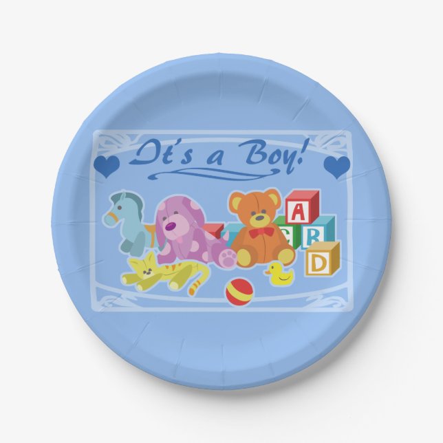 Cute Dolls (Blue) Paper Plates (Front)