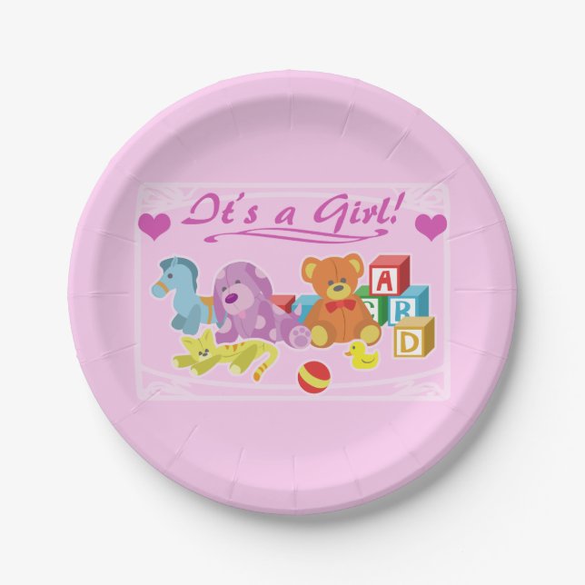 Cute Dolls (Pink) Paper Plates (Front)