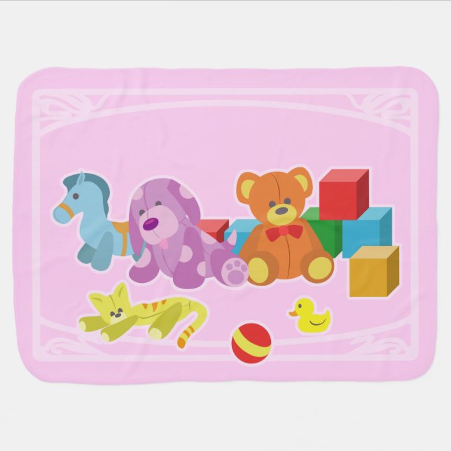 Cute Dolls (Pink) Swaddle Blanket (Horizontal)
