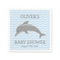 Cute dolphin and blue chevron baby shower napkins